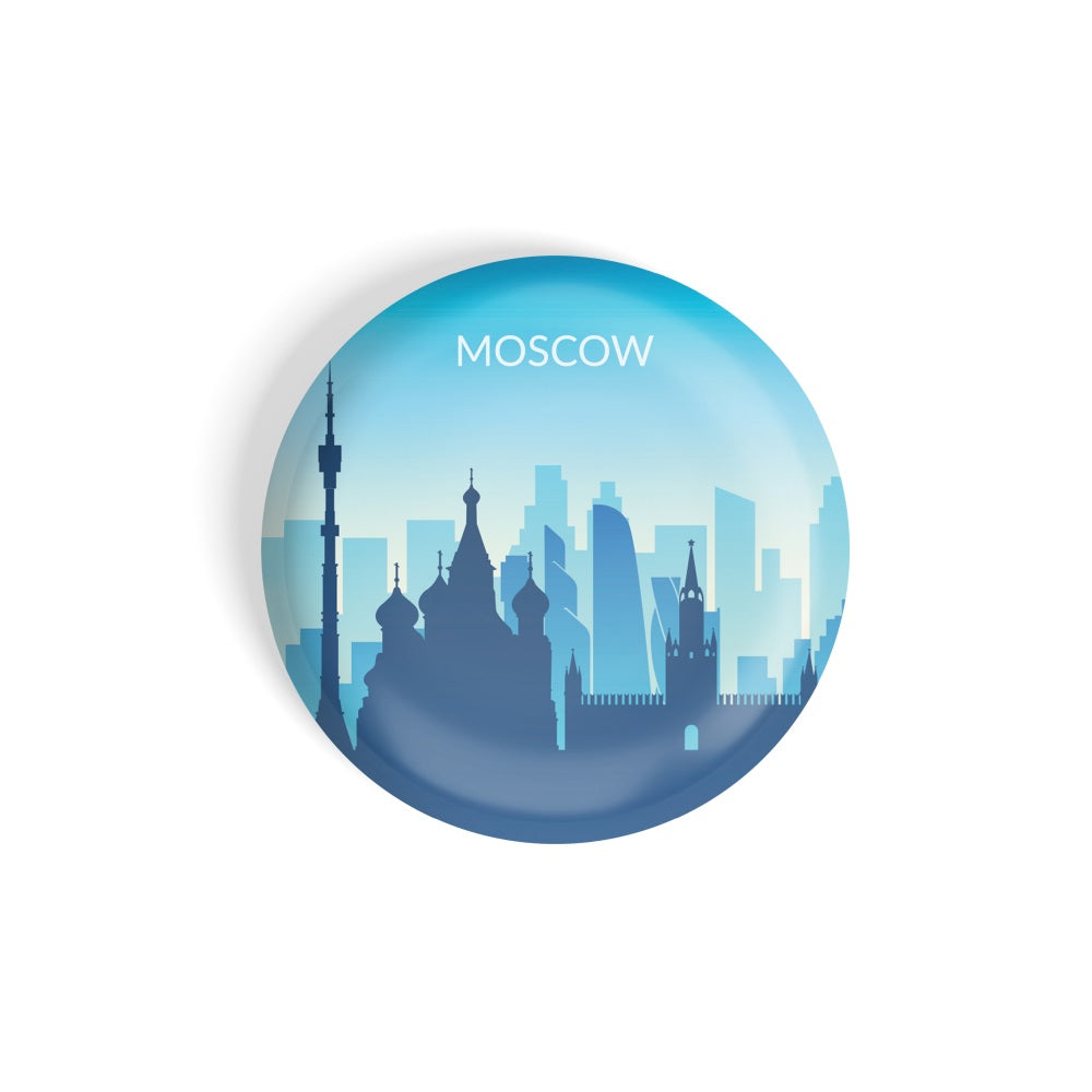 dhcrafts Round Fridge Magnet Multicolor Moscow D3 Glossy Finish Design Pack of 1 (58 mm)